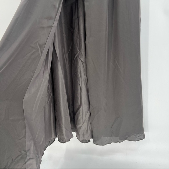 WHITE by Vera Wang One Shoulder Gown with Satin Sash in Charcoal Gray Size 12 - Picture 12 of 14